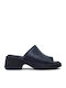 Leder Mules mit Absatz in Schwarz Farbe