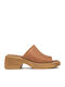 Leder Mules mit Absatz in Braun Farbe