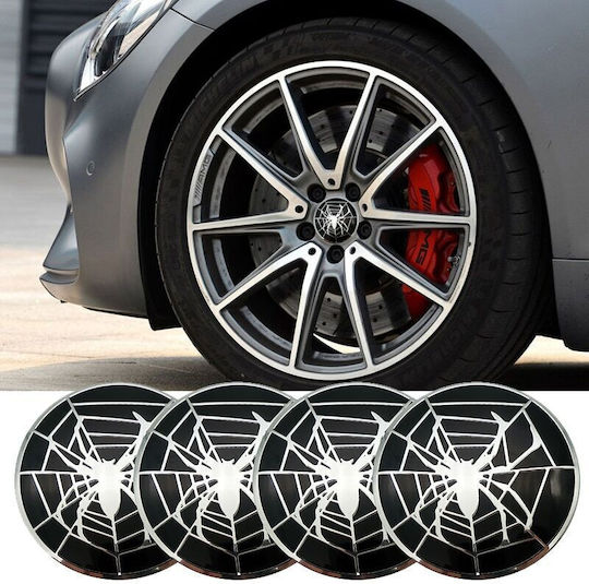 Set 4 ornamente centrale pentru roți design păianjen diametru 5cm