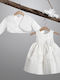 New Life Ecru Baptism Clothes Set with Hair Accessories Cardigan & Lace Dress 2 Pieces