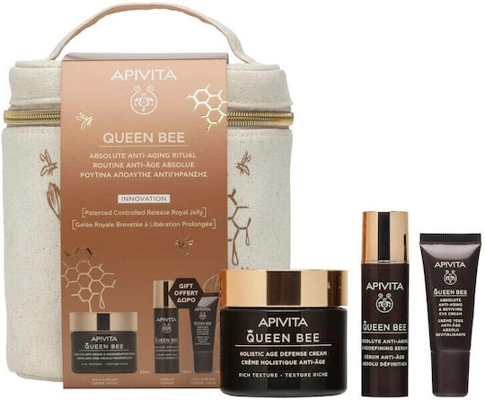 Apivita Queen Bee Skin Care Set for Αnti-ageing, Moisturizing & Firming 4pcs