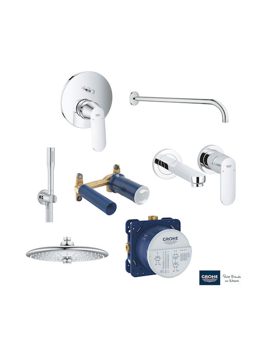 Grohe Built-in Mixer, Hand Shower & Shower Head Set for for Bathroom Sink Silver