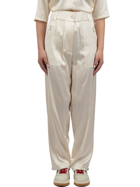 Replay Women's High-waisted Fabric Trousers Pink