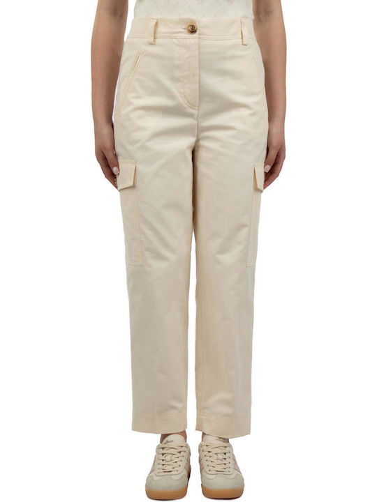Women's Fabric Cargo Trousers Ecru