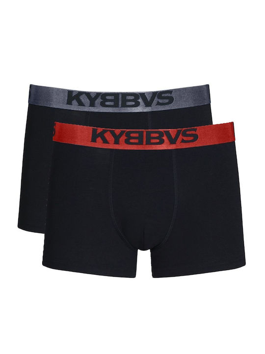 Kybbvs Herren Boxershorts Anthracite/Red 2Packung