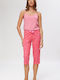 Minerva Summer Cotton Women's Pajama Trousers Fuchsia Zebra