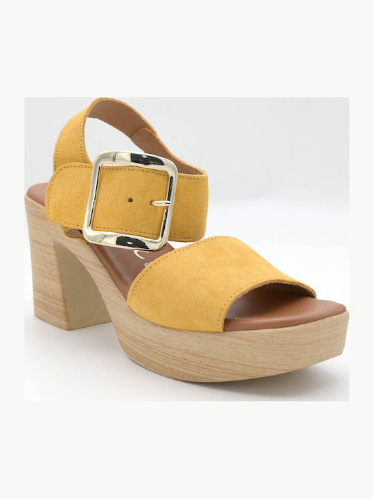 Fresia Leder Sandalen Gelb