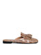 Flat Δερμάτινα Mules σε Μπεζ Χρώμα
