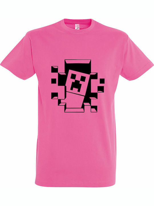 Tricou unisex "Minecraft Face" roz