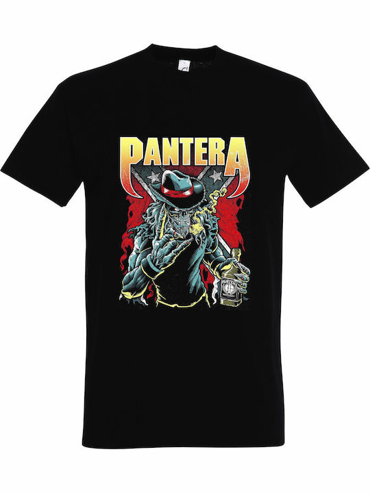 Тениска унисекс "Pantera Band Whiskey Weed" черна