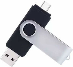 Siks Memory Stick 16 Gb 2 În 1 Usb 3.0 Tip-c Rotire 360° Rezistent la Apă Compatibil cu Smartphone-uri Calculatoare Tablete Alte Dispozitive Port Usb Tip-c Compatibilitate Otg Viteză Mare Gri Negru