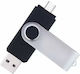 Siks Memory Stick 128 Gb 2 în 1 Usb 2.0 Type-c 360⁰ Rotativ Rezistent la Apă Compatibil cu Smartphone-uri Calculatoare Tablete Alte Dispozitive Port Usb Type-c Compatibilitate Otg Viteză Mare Gri Negru
