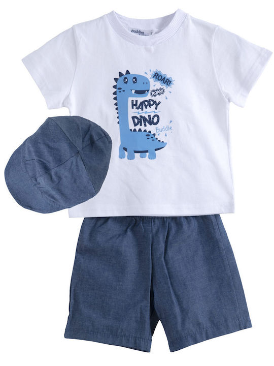 Babylonfashion Παιδικό Σετ με Σορτς Λευκό 3τμχ