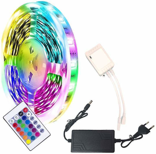Αδιάβροχη Ταινία LED Τηλεόρασης 12V RGB Φως 5m Τύπου SMD5050 με Τηλεχειριστήριο