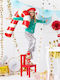 Foil Balloon Candy White Red 82cm