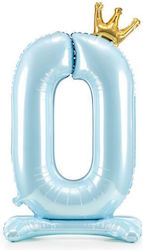 Foil Balloon Base Number Zero Light Blue Crown 84cm