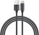 Recci Braided USB 2.0 Cable USB-C male - USB-A 100W PD Μαύρο 1.2m RS08C