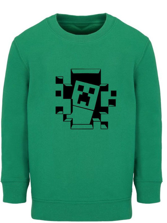 kirikoko Детски Суичър Green Minecraft Face
