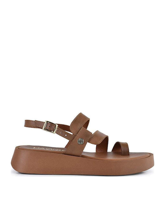 Harris Leder Flache Sandalen für Damen in Tabac Braun Farbe 366