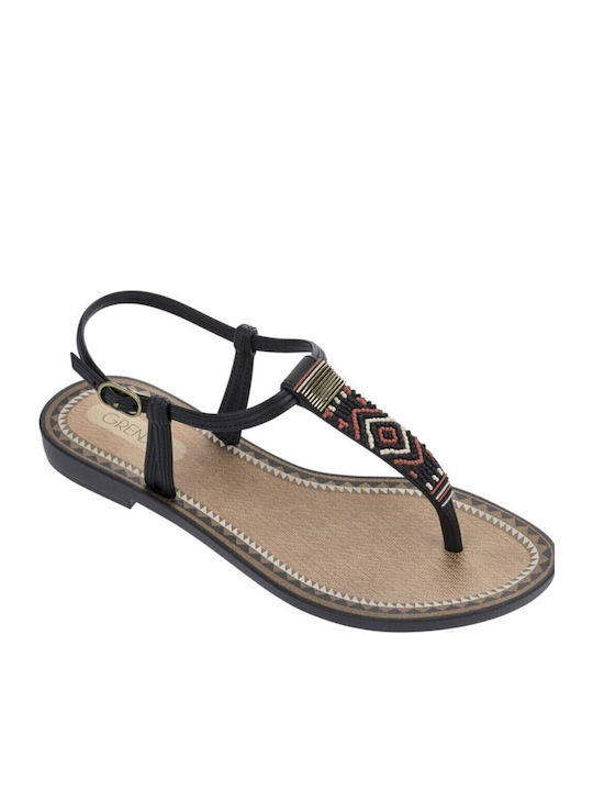 Flache Sandalen für Damen Anatomisch in Schwarz Farbe