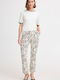 Women's Fabric Trousers Regular Fit White-black