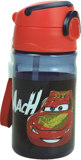 Gim Cars Kids Water Bottle Plastic with Straw Red 350ml