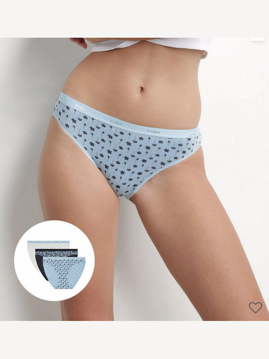 Dim Βαμβακερά Γυναικεία Slip 3Pack Σιέλ