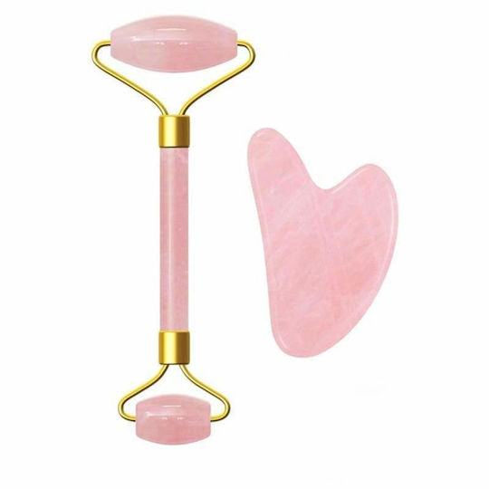 Roller Facial și Instrument Gua Sha din Jad 2 Bucăți
