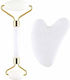 Roller Facial și Instrument Gua Sha din Jad 2 Bucăți