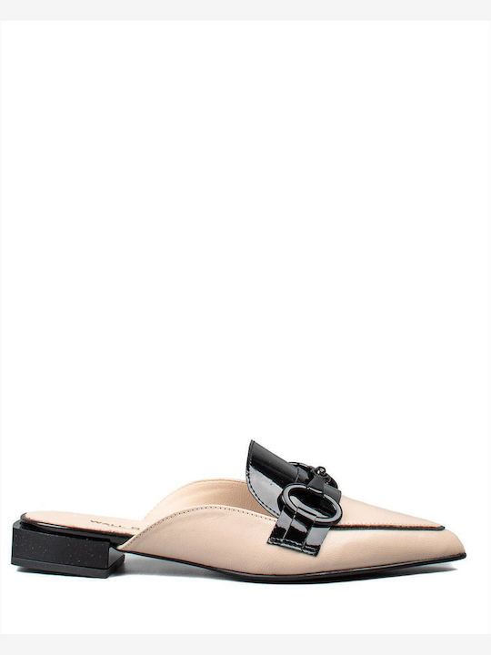 Wall Street Flat Mules in Beige Color