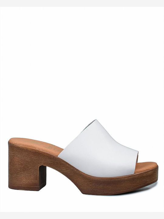 Mules with Heel in White Color