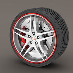 Premium Quality Rim Protection Set 4 Plastic Rings Red Color