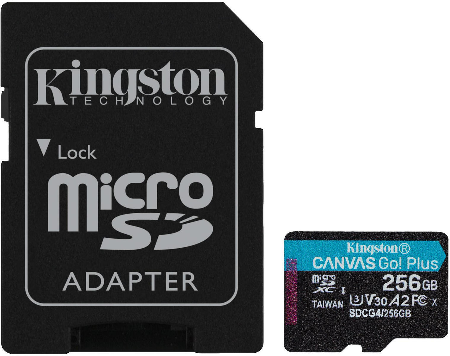 Kingston Canvas Go Plus microSDXC 256GB U3 V30 A2 UHS-I 200MB/sμε αντάπτορα (SDCG4/256GB)