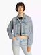 Zuschneiden Damen Jeansjacke Light Blue