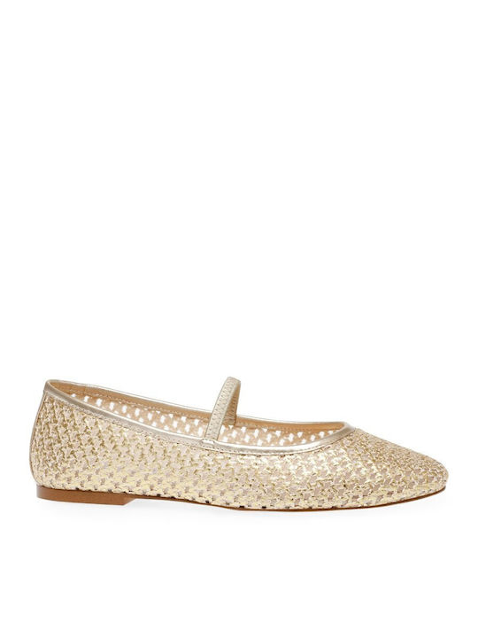 Majorca Damen Ballerinas mit Riemen in Gold Farbe