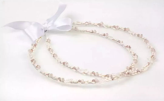 Romantische Hochzeitskronen mit rosa Porzellanrosen, Spitze & Perlen