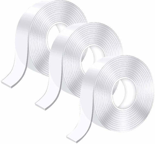Set 3 X Doppelseitiges Klebeband Siks 3x5 Meter 15m Isolierend Wasserdicht Wiederverwendbar Nano-Technologie Transparent