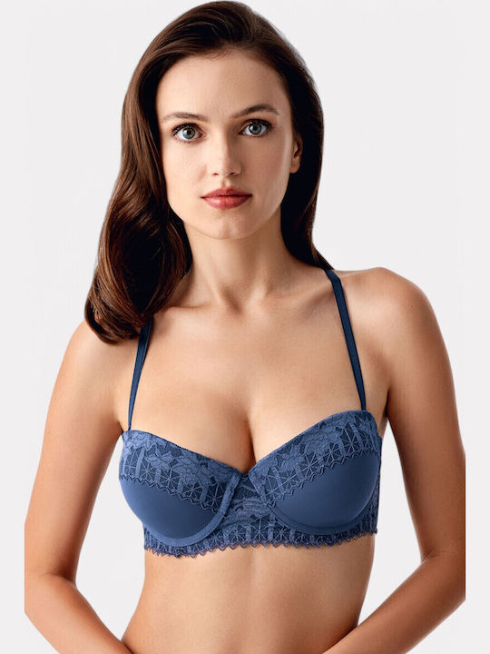 Μπλε Strapless Σουτιέν με Ελαφριά Ενίσχυση