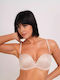 Balconette Push Up Balconette Strapless Bra Underwire Beige