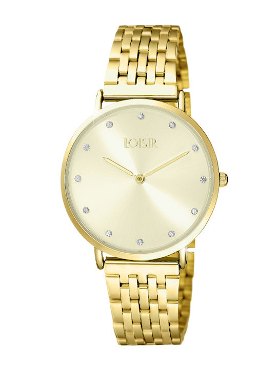 Loisir Brandy Womens Watch 34mm Battery with Gold Stainless Steel Bracelet