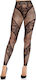 Leg Avenue Lace Sheer Footless Sexy Καλσόν Μαύρο