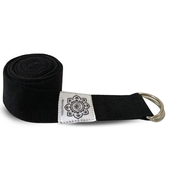 Yogagurt Band Yoga Pilates Gurt D-Ring Baumwolle Schwarz XL 270cmx4cm