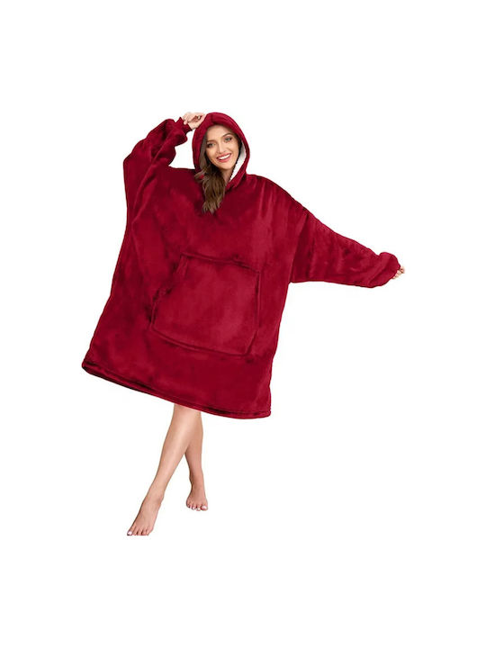 Oxford Home Velvet Blanket with Sleeves 90x100cm Red