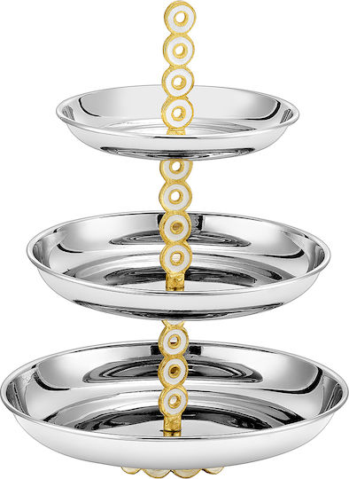Capolavoro Metallic Dessert Tower Stand with 3 Tiers Silver 44x30cm