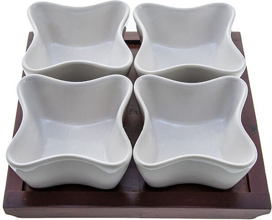 Galifas Porcelain Dessert Divided Serving Tray with 4 Slots White