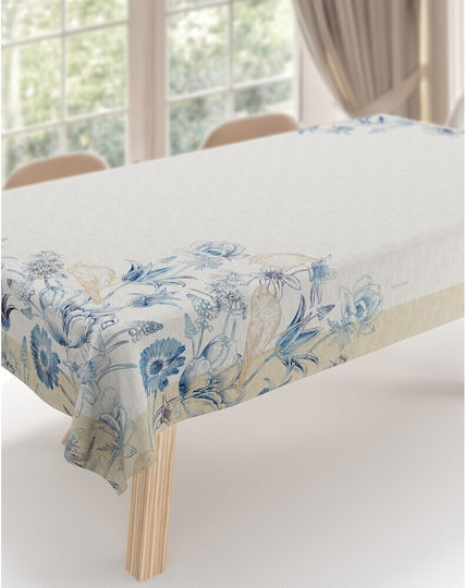 Saint Clair Stain Resistant Tablecloth Beige Blue 145x220cm