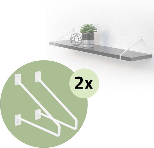 ML-Design Metallic Corner Shelf White 2pcs 490012591
