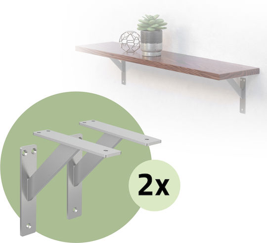 ML-Design Metallic Corner Shelf Silver 2pcs 490012715
