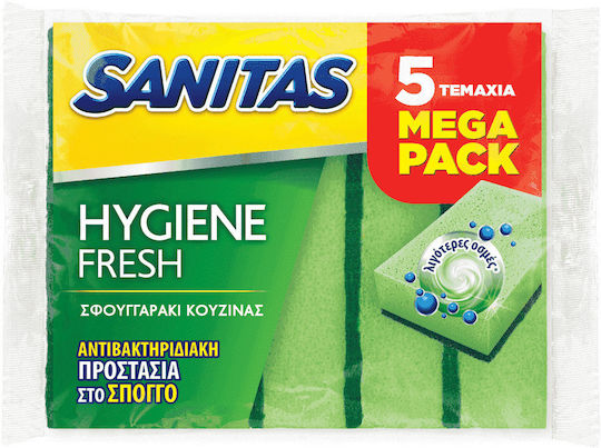 Antibacterial Kitchen Sponge Hygiene Fresh Sanitas 5 Pieces
