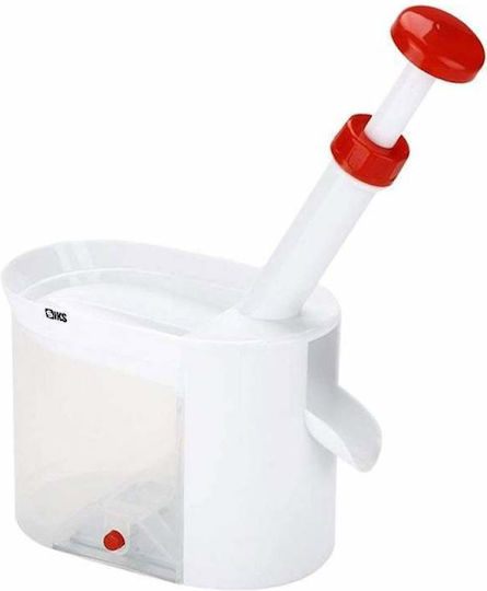 Instrument de scos sâmburi Siks pentru cireșe, vișine, măsline, cu clemă de masă și ventuză, alb roșu